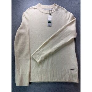 Calvin‎ Klein Mens Cream Crewneck Wool Blend Knit Sweater Large NWT
